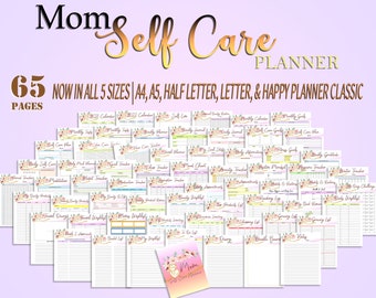 Mom Self Care Journal Planner Beauty Printable Digital Download Goals Gratitude Health Life Busy Women Classic Happy PDF Insert A4 A5 Letter