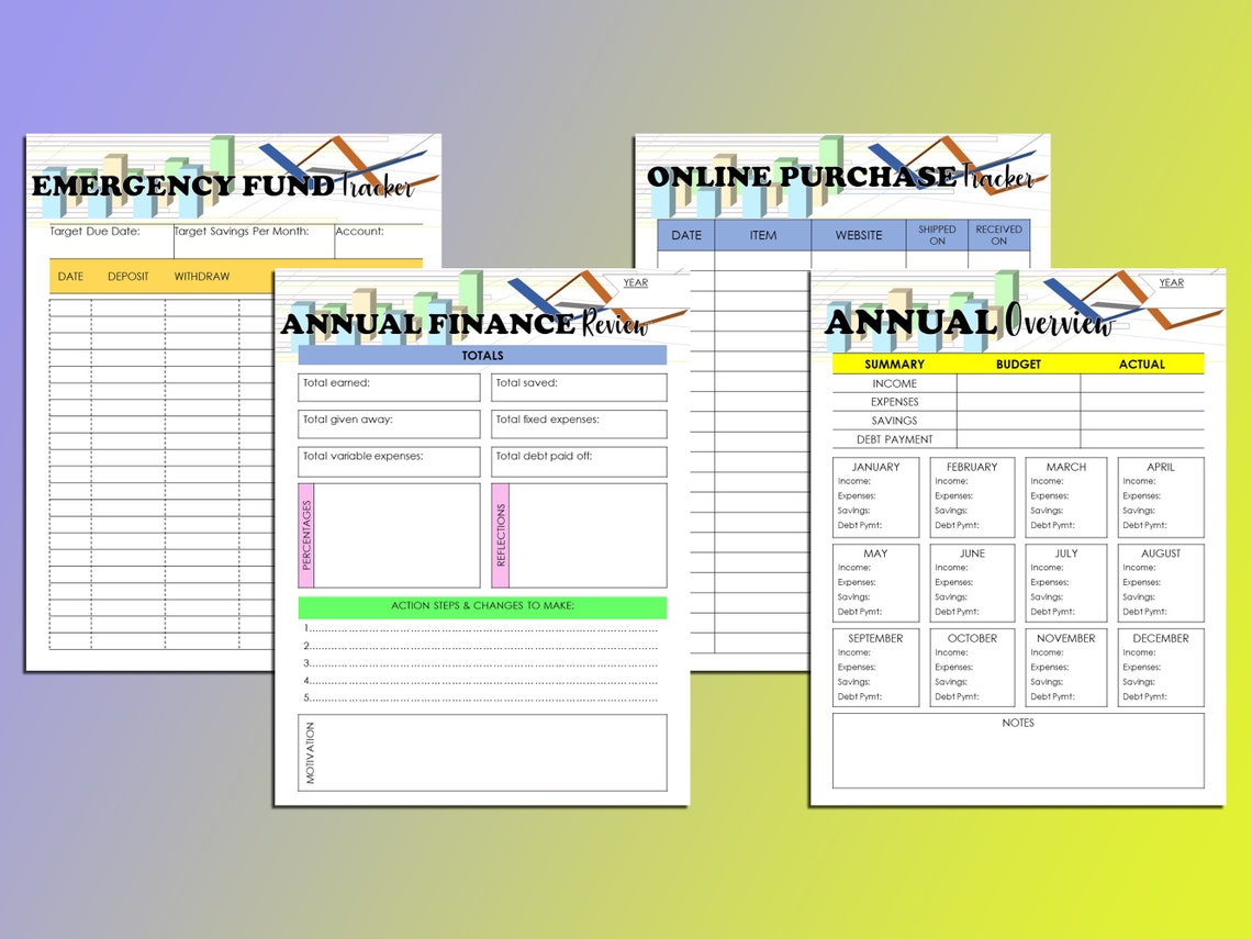 Financial Planner Printable Finance Digital Download Monthly