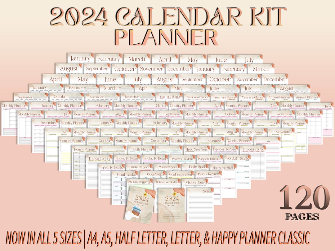 2024 Planner Annual Calendar Printable Digital Download Daily Weekly ...
