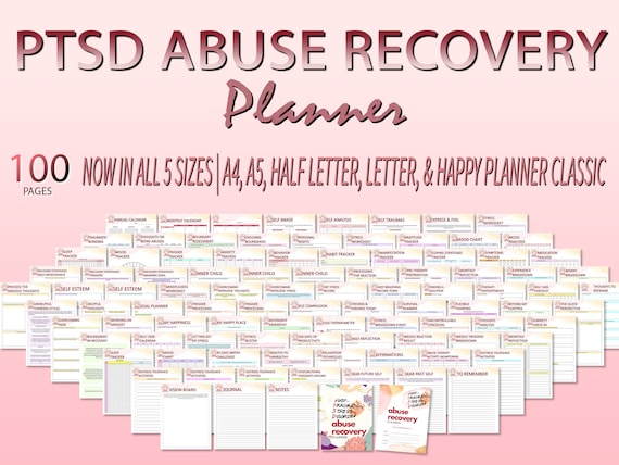 PTSD Abuse Recovery Planner Trauma Processing Journal Trigger SelfCare Depression Printable Mental Health Digital Download Breakdown Emotion
