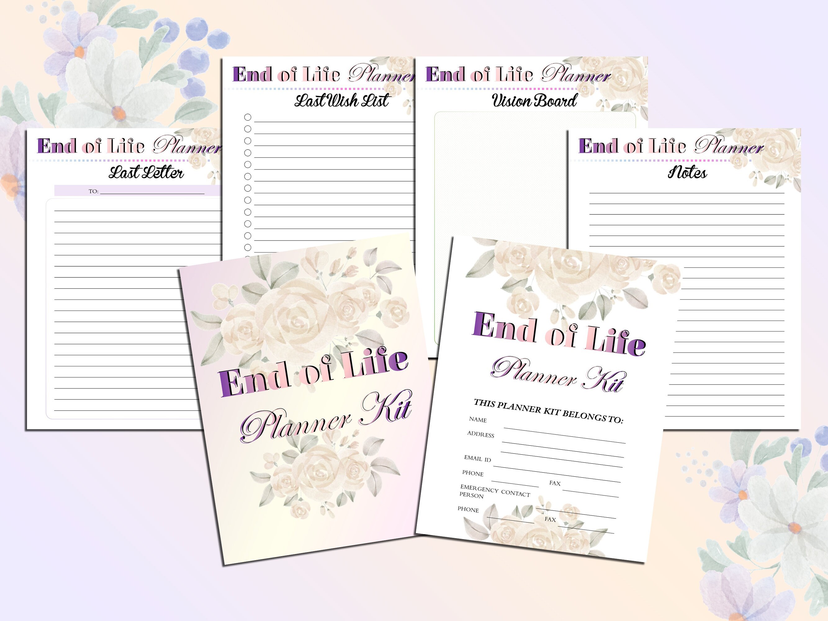 End of Life Planner Printable Final Preparations Emergency Funeral ...
