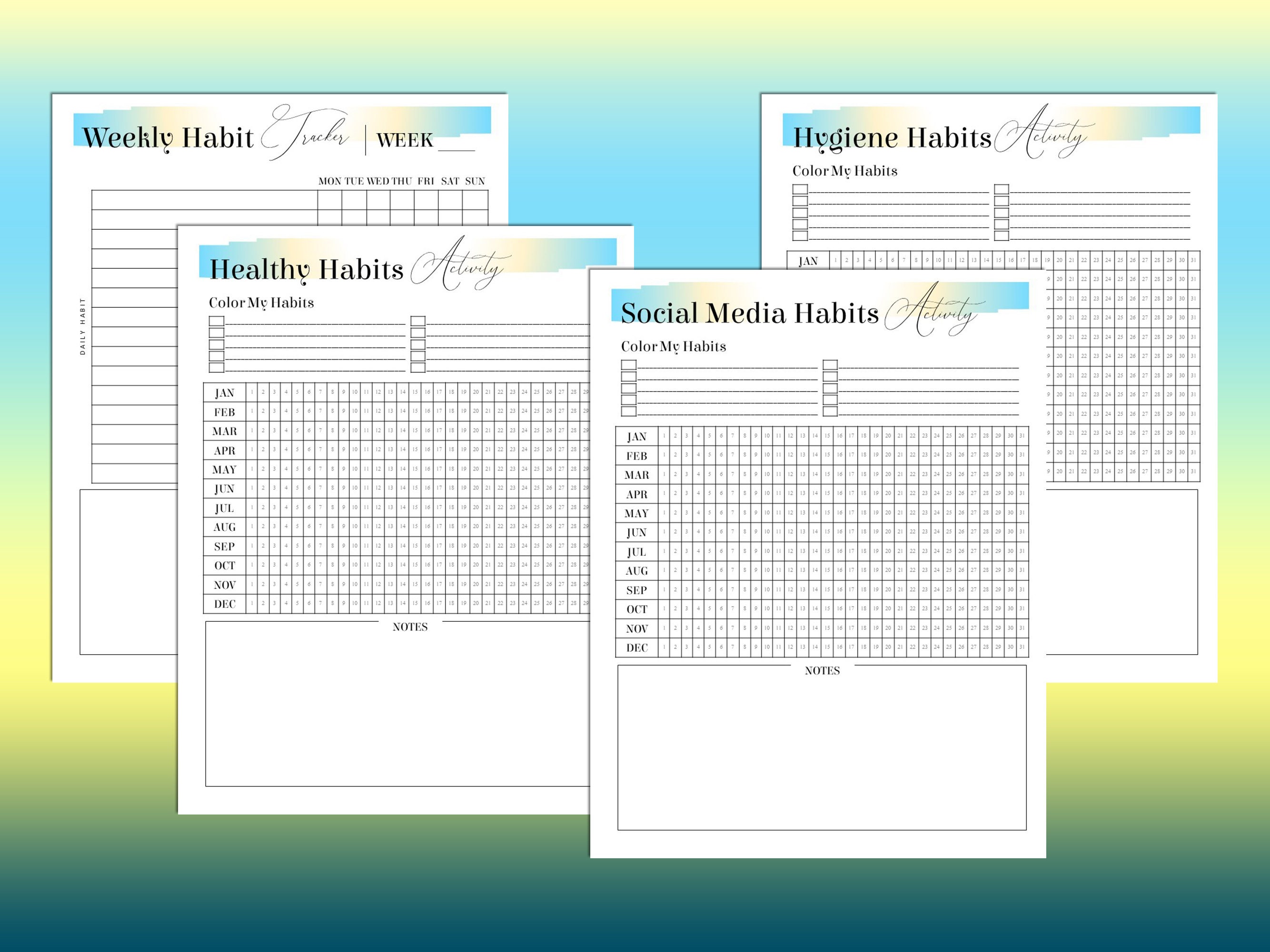 Habit Tracker Planner Printable Monthly Planner Digital Download ...