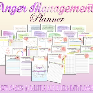 Anger Management Journal Beratung Therapie Planer Printable Seelische Gesundheit Digitaler Download Classic Happy PDF Einsätze A4 A5 Letter