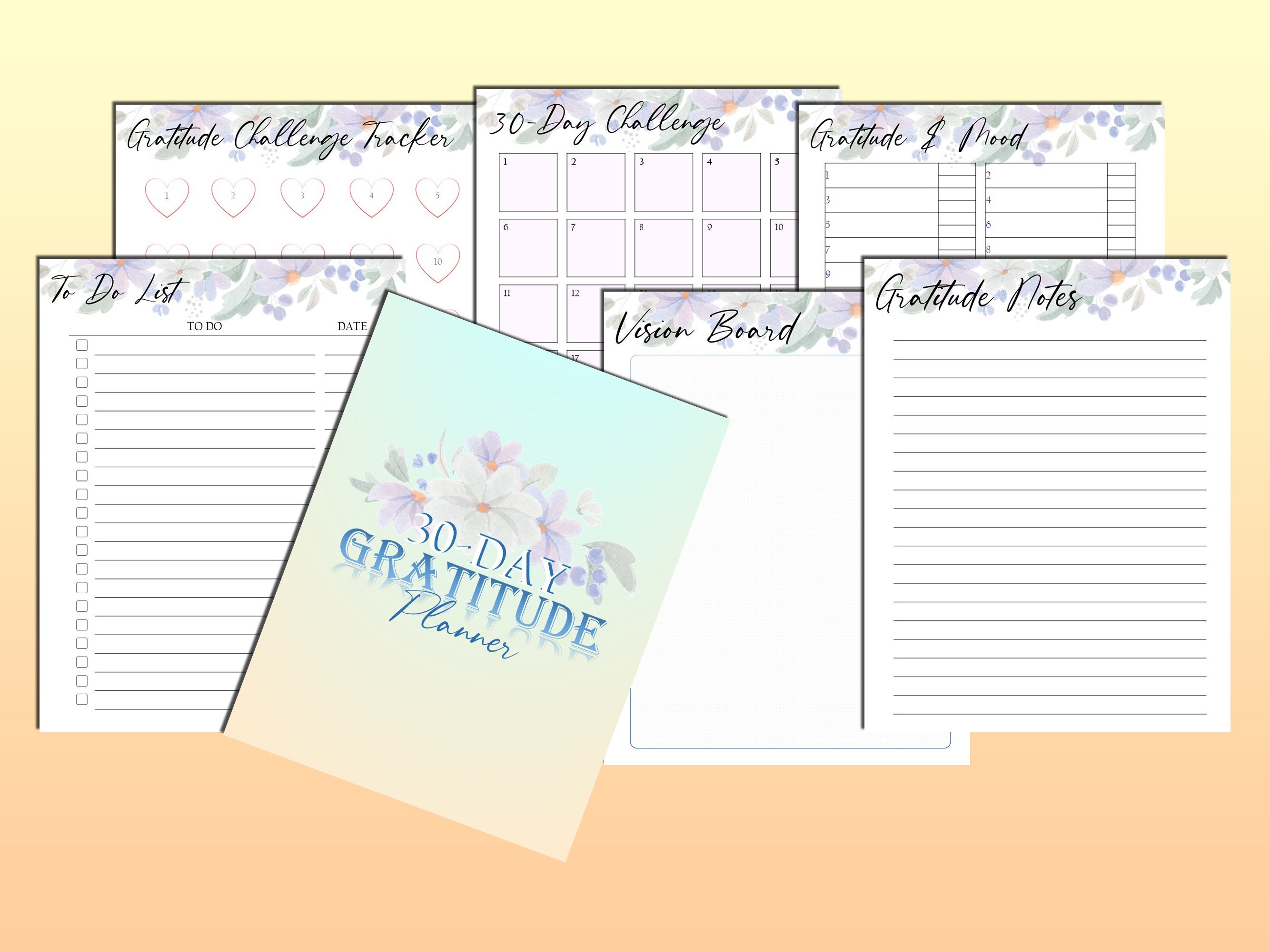 30 Day Gratitude Journal Printable Grateful Planner Mindfulness Digital ...