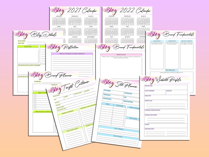 Ultimate Blog Planner Blog Post Printable Influencer Website Digital Download Brand Planner Classic Happy PDF Inserts A4 A5 Letter Half image 10