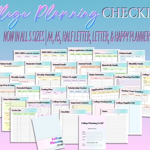 College Planning Checklist Printable Planner College Visit Student Digital Download Lessons Courses Application Graduation Physical Academic