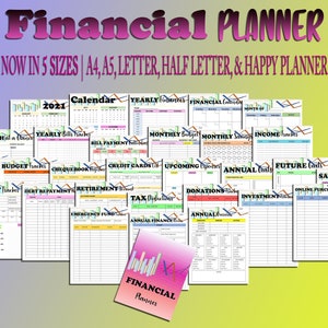 Financial Planner Printable Finance Digital Download Monthly Budget Expense Tracker Money Bill Pay Classic Happy PDF Inserts A4 Letter Half