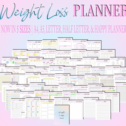 Weight Loss Journal Printable Weight Loss Tracker Instant Etsy