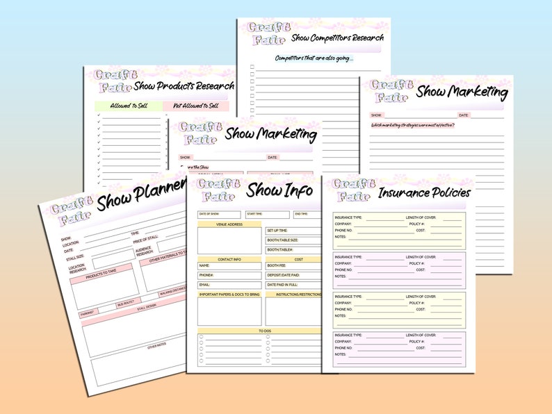 Craft Fair Planner Craft Show Templates Small Business - Etsy