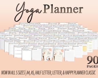 Yoga Planner Fitness Journal Wellness Health Workout Self Care Mindfulness Printable Workout Tracker Digital Download Passion Planner