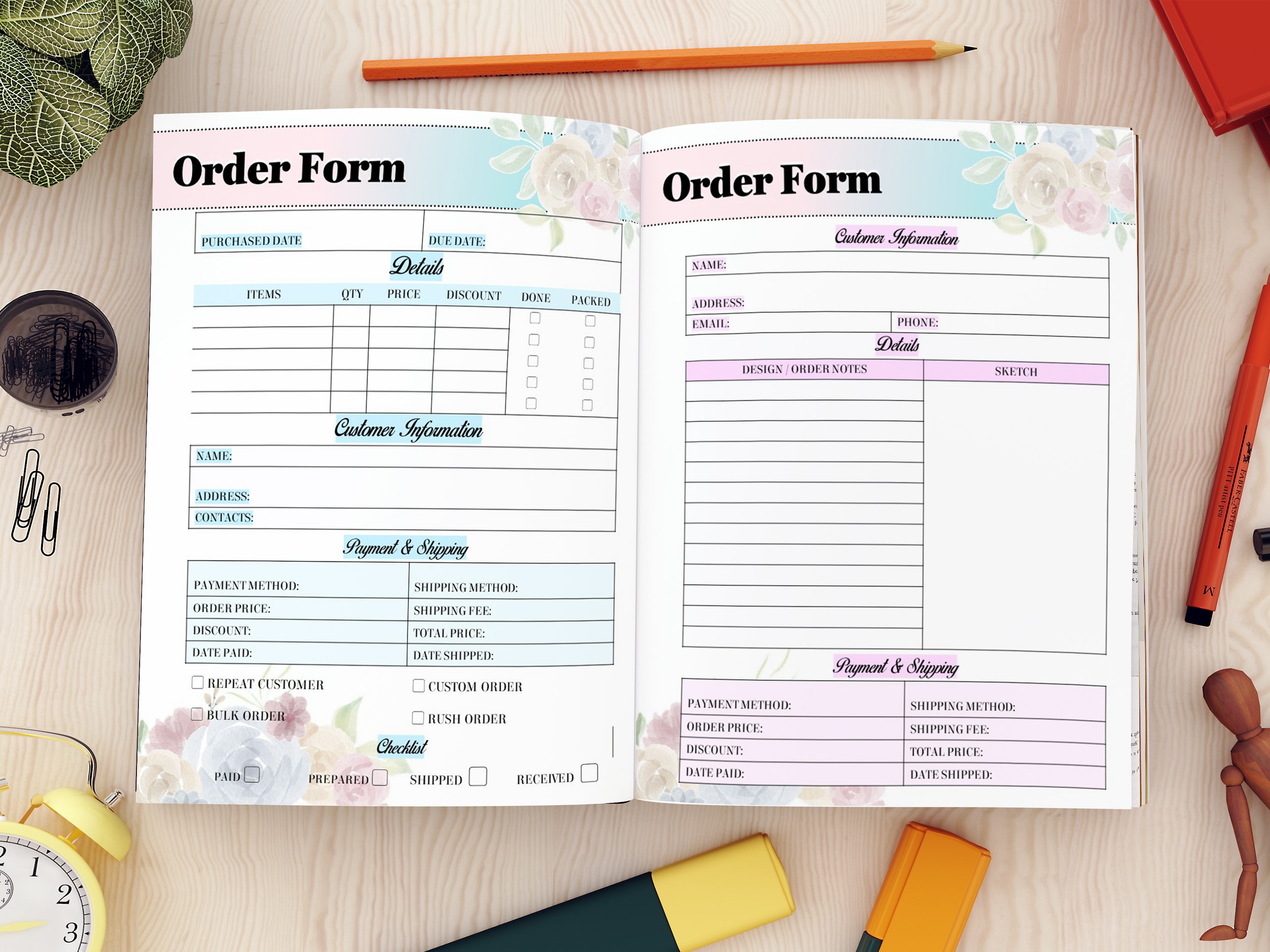 EDITABLE Order Form Template Etsy Shop Store Digital Crafters Jewelry ...