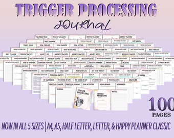 Trigger Processing Trauma Journal Grief Thought Therapy Self Care Mood Tracker Planner Depression Printable Mental Health Breakdown Emotions
