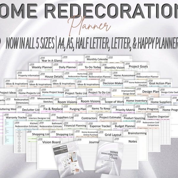 Home Decor Planner Home Decoration Redecoration Renovation Beautification Planner Printable Declutter Organizing Home Management Classic