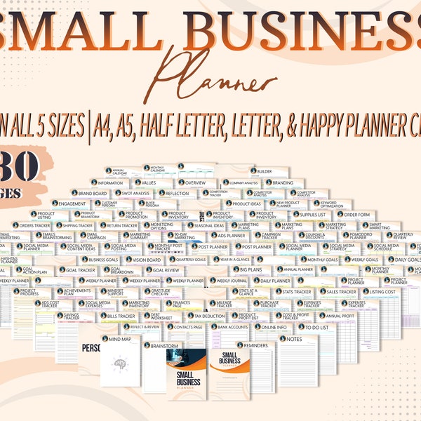 Small Business Planner Imprimable Etsy Shop Vendeur Organisateur Freelance Side Hustle Téléchargement numérique Entreprise à domicile Ventes directes Inserts PDF