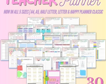 Teacher Planner Undated School Printable Academic Digital Download Lesson Student Teaching 2024 2025 Classroom Organizer Binder