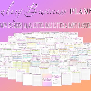 Bäckerei Business Planer Kuchen Cupcakes Home Backen Bäckerei druckbar Digital Download Small Business Classic Happy PDF A4 A5 Buchstabe Half