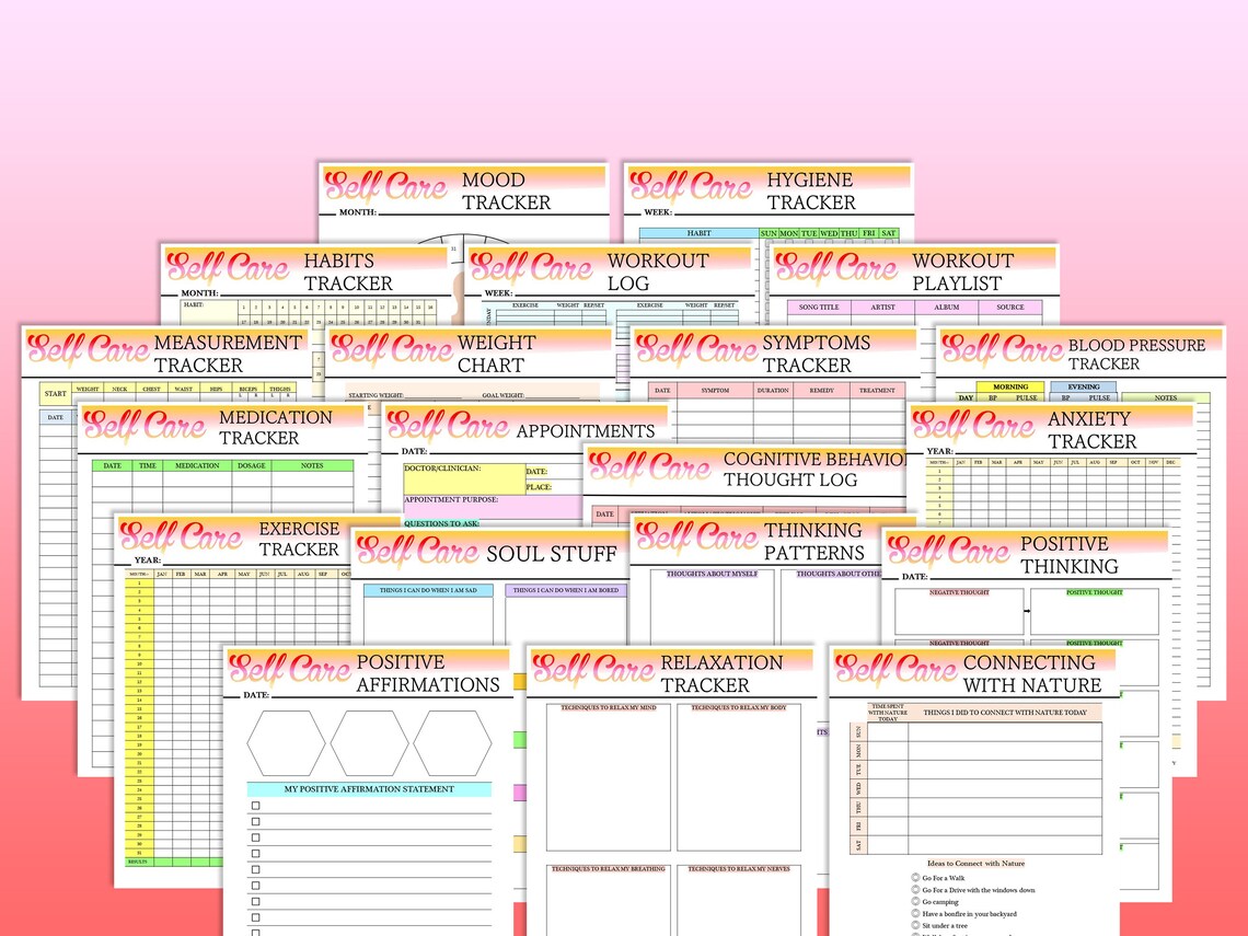 Self Care Journal Life Planner Printable Mental Health Digital Etsy