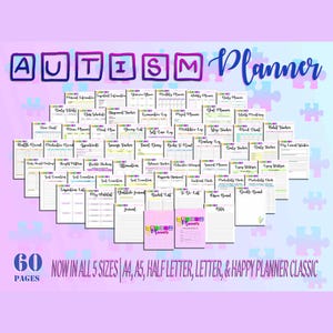Ultimate Autism Therapy Planner ADD Aspergers Printable School Digital Download Anxiety Life Organizer Classic Happy PDF Insert A4 A5 Letter