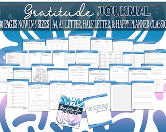 Diario de Gratitud Imprimible Diario agradecido Mindfulness Digital Descargar Positivity Journal Classic Happy PDF Inserts A4 A5 Carta Mitad