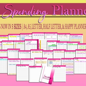 Spending Planner Printable Finance Digital Download Bill Tracker Tracker Money Planner Classic Happy PDF Inserts A4 A5 Letter Half