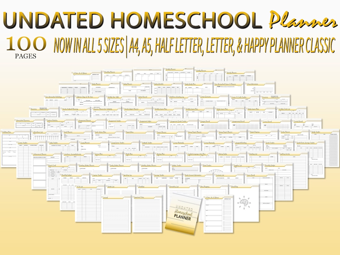 Homeschool Planner Printable Academic Digital Download Lessons Planner ...