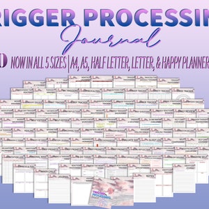 Trigger Processing Trauma Journal Grief Thought Therapy Self Care Mood Tracker Planner Depression Printable Mental Health Breakdown Emotion