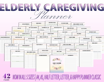 CareGiver Planner Elderly Caregiving Planner Elder Care Home Care Senior Care Home Health Care Digital Download Classic Happy PDF Inserts