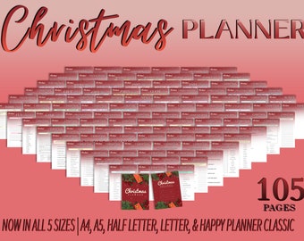 Weihnachtsplaner Printable Holiday Planner Digital Download Geschenk Menü Xmas Decor Classic Happy PDF Inserts A4 A5 Letter Half