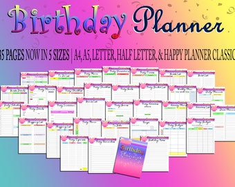 Birthday Party Planner Printable Menu Games Activities Digital Download Budget To Do List Checklist Classic Happy PDF Inserts A4 A5 Letter