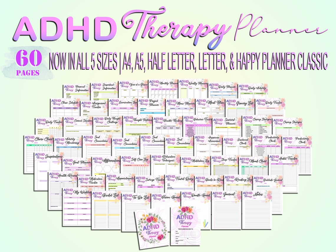 Ultimate ADHD Therapy Planner ADD Printable School Project Etsy UK