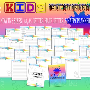 Kids Planner Digitale Download Klus grafiek Dagelijks wekelijks Maandelijks Grafiek Planner Checklist Klassiek Gelukkig PDF Voegt A4 A5 Letter Half