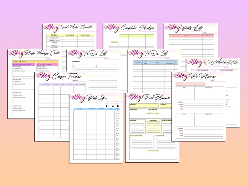 Ultimate Blog Planner Blog Post Printable Influencer Website Digital Download Brand Planner Classic Happy PDF Inserts A4 A5 Letter Half image 9