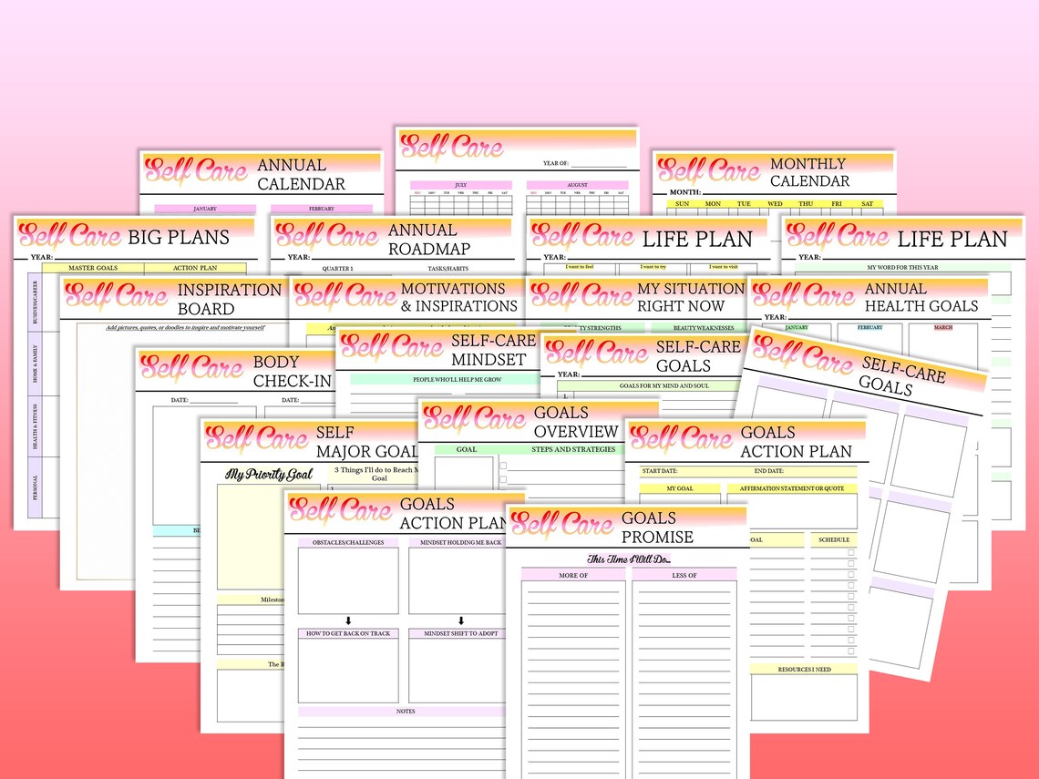 Self Care Journal Life Planner Printable Mental Health Digital Etsy