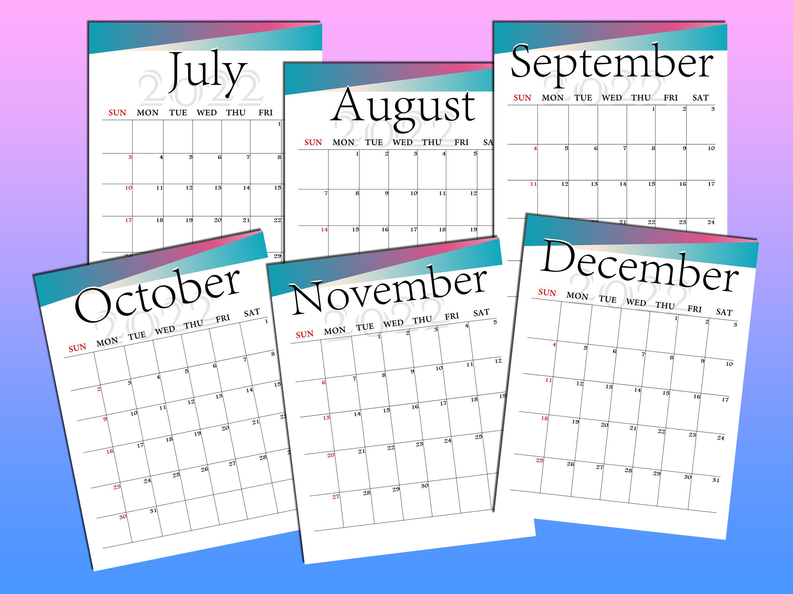 2022 planner annual calendar printable digital download daily etsy