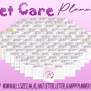 Pet Sitter Planner Pet Care Puppy Dog Cat Training Pet Organizer Printable Digital Download Classic Happy PDF Inserts A4 A5 Letter Half