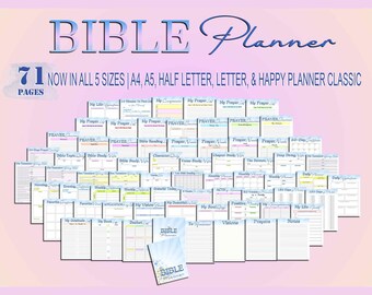 Bible Journaling Printable Bible Planner Prayer Sermons Scriptures Devotional Verses Digital Download Classic Happy PDF Inserts A4 A5 Letter