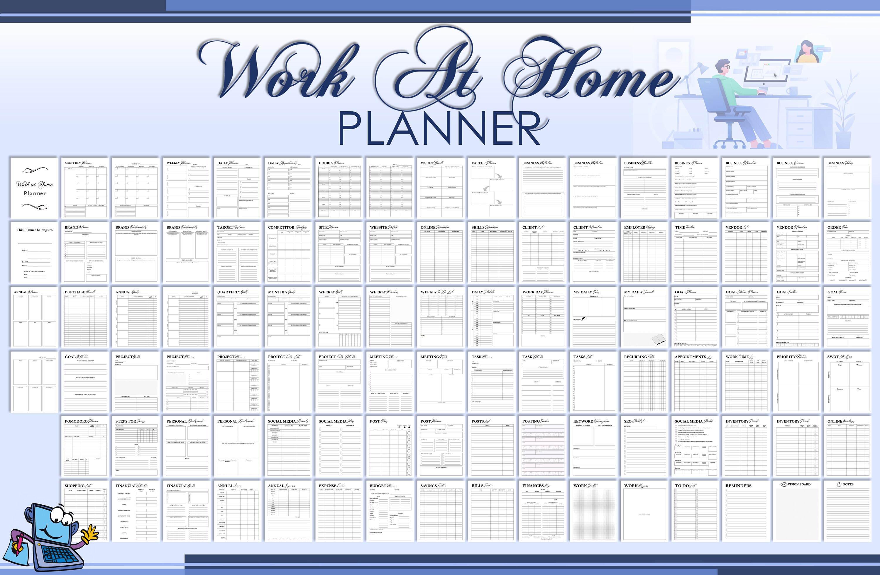 Work From Home Planner Printable Daily Work Planner Home Etsy