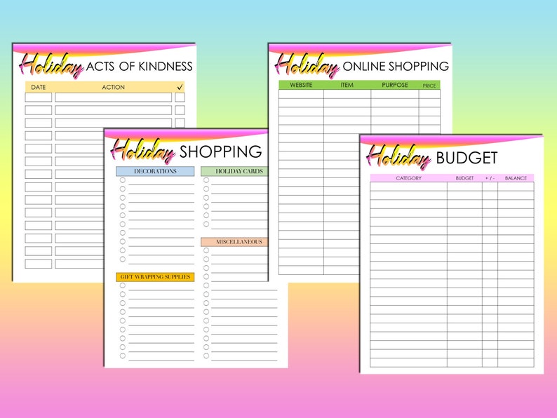 Weihnachts Planer Printable Holiday Planner Digital Download Geschenk Budget Xmas Decor Classic Happy PDF Einsätze A4 A5 Letter Half Bild 6