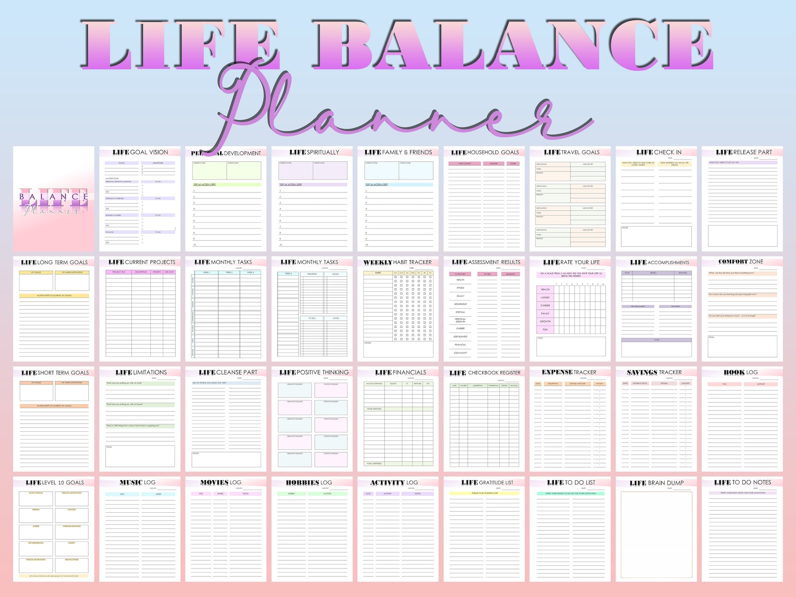 Life Balance Planner Self Care Self Improvement Journal Personal ...