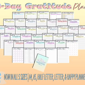 30 Tage Dankbarkeit Journal Printable dankbar Planer Achtsamkeit digitaler Download Positivität Wellness Glück 5 fünf Minuten Selbstfürsorge täglich