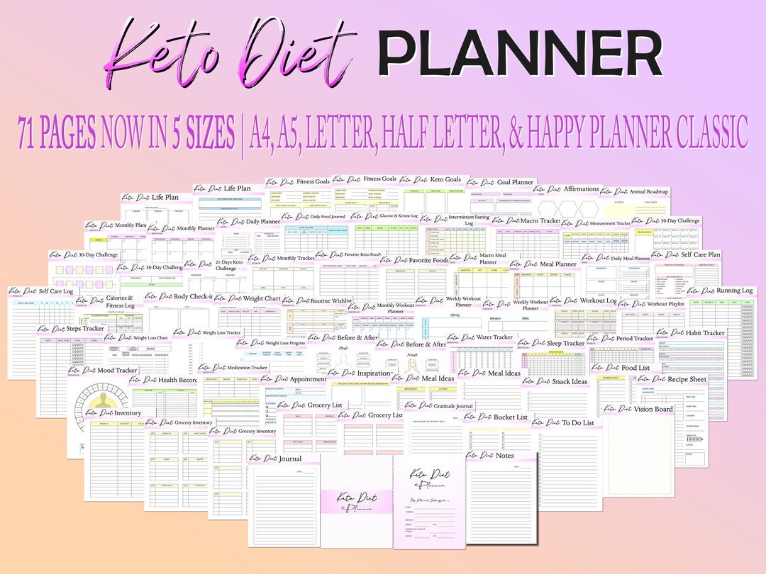 Keto Weight Loss Planner Diet Tracker Planner Workout Fitness Printable ...