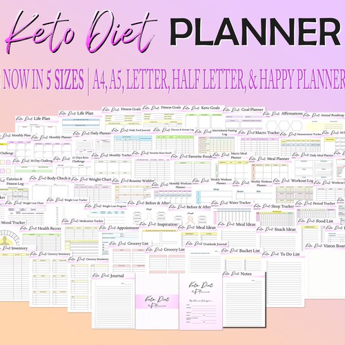 Keto Diet Journal Printable Planner. Keto Tracker. - Etsy