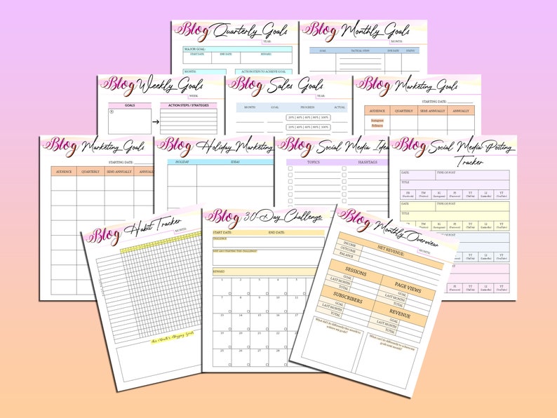 Ultimate Blog Planner Blog Post Printable Influencer Website Digital Download Brand Planner Classic Happy PDF Inserts A4 A5 Letter Half image 5