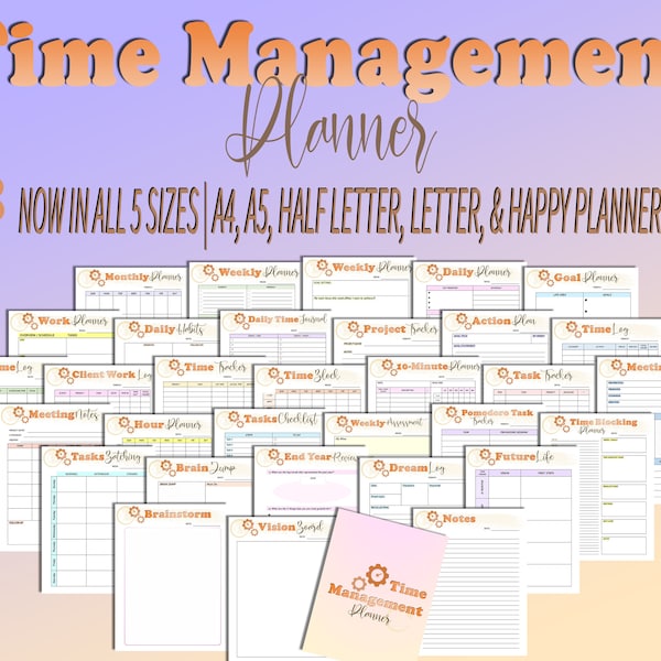 Time Management Planner Printable Pomodoro Goals Time Tracker Digital Download Year End Review Time Blocking Organization Productivity Daily