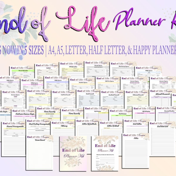 End of Life Planner Printable Final Preparations Emergency Funeral Death Estate Planning Will Information When I Die Final Wishes Digital