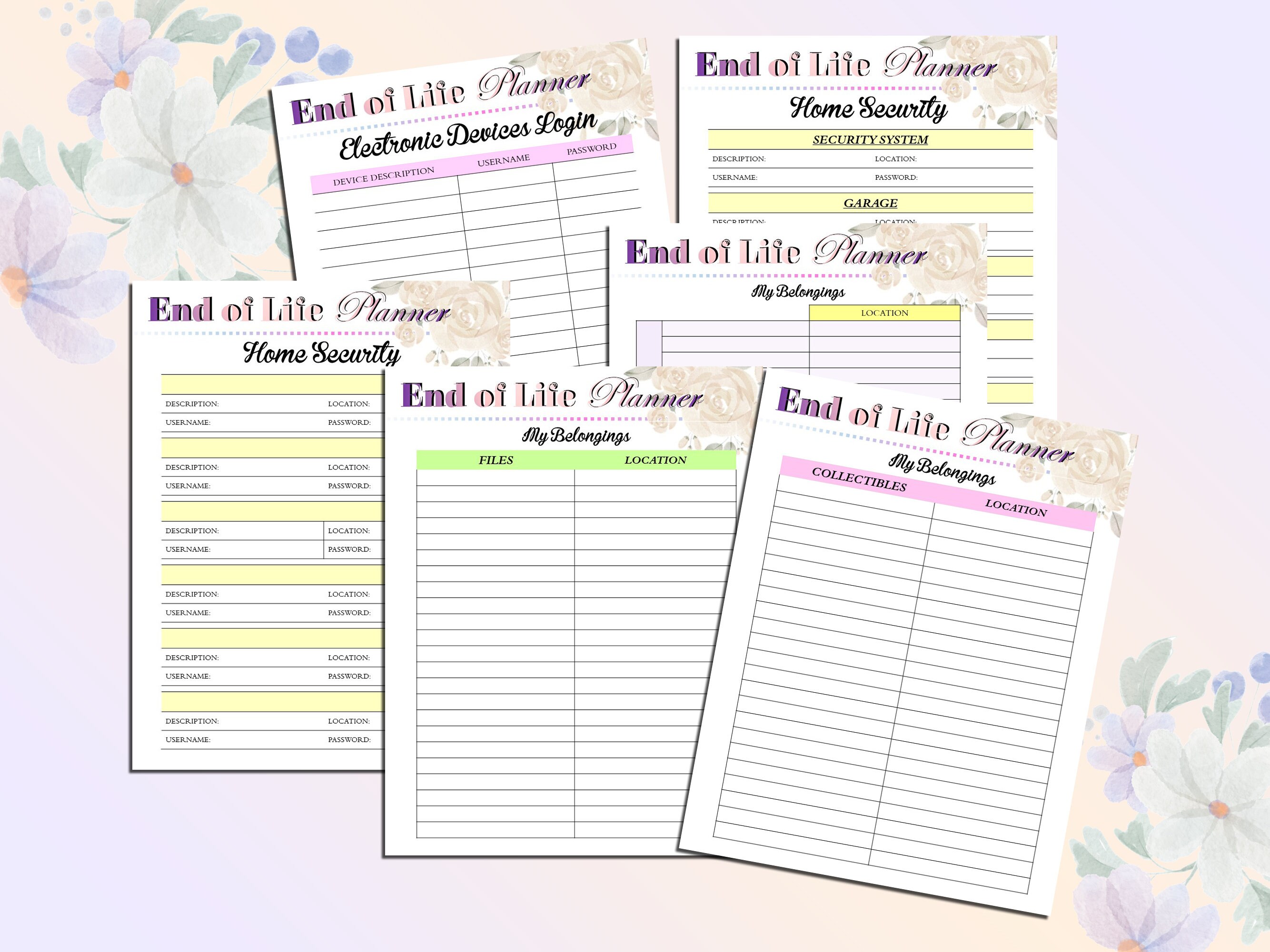 End of Life Planner Printable Final Preparations Emergency Funeral ...