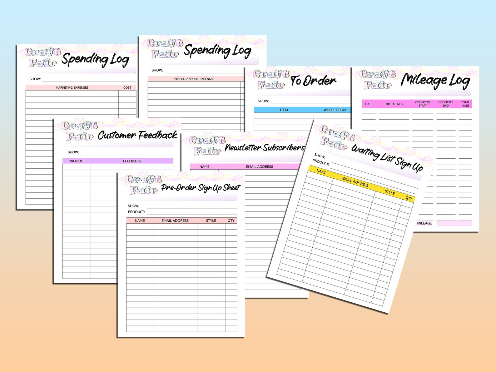 Craft Fair Planner Craft Show Templates Small Business Organizer ...