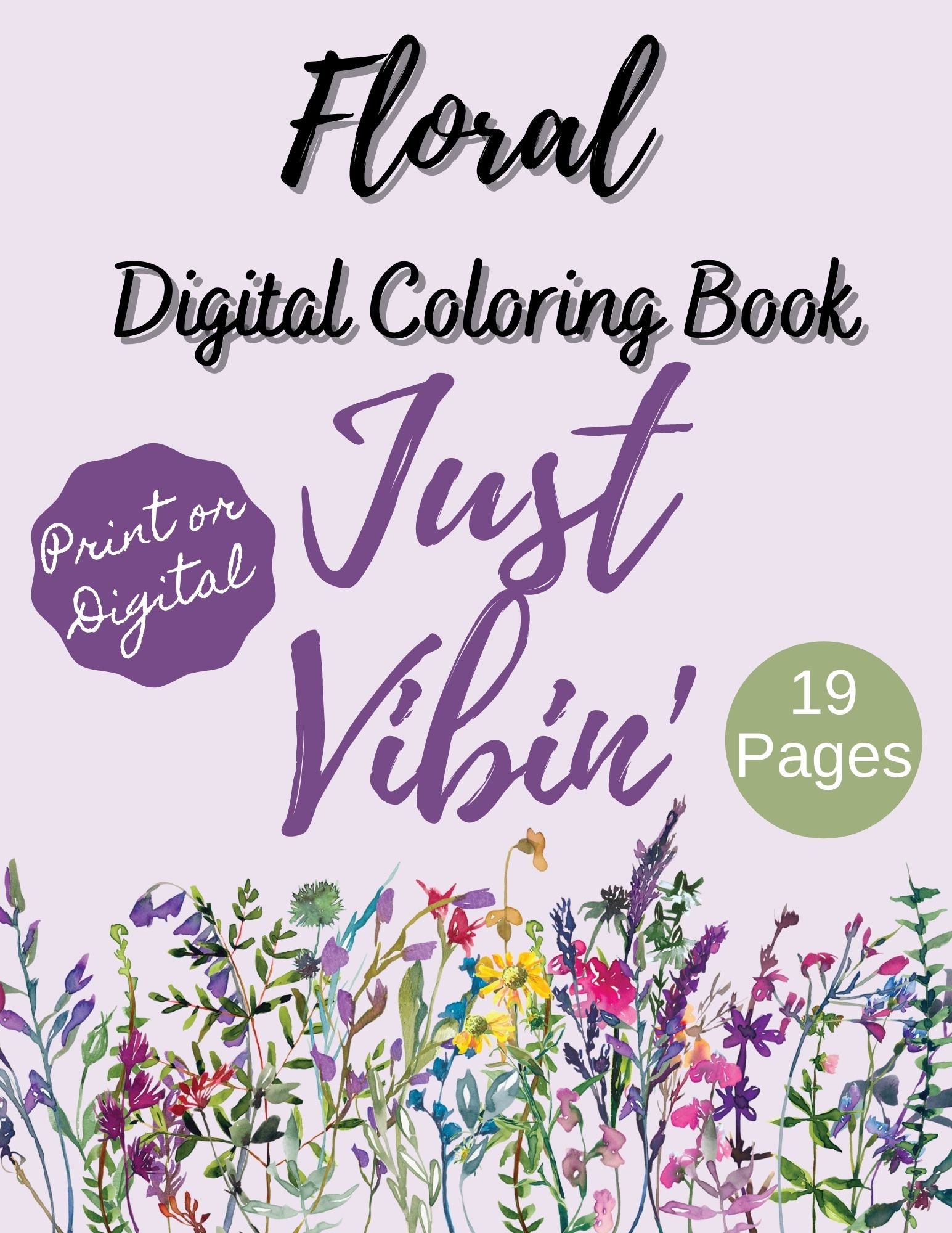 Digital Coloring Book Printable Digital Download Floral Bloom ...