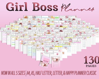 Girl Boss Planner That Girl 2025 UPDATED Printable Boss Babe Lady Small Business Planner Goals Digital Monthly Planner Classic PDF Inserts