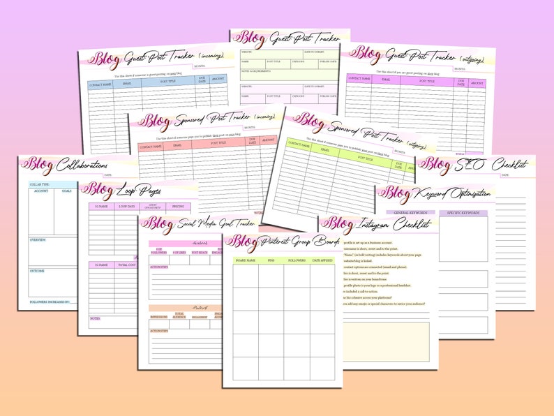 Ultimate Blog Planner Blog Post Printable Influencer Website Digital Download Brand Planner Classic Happy PDF Inserts A4 A5 Letter Half image 8